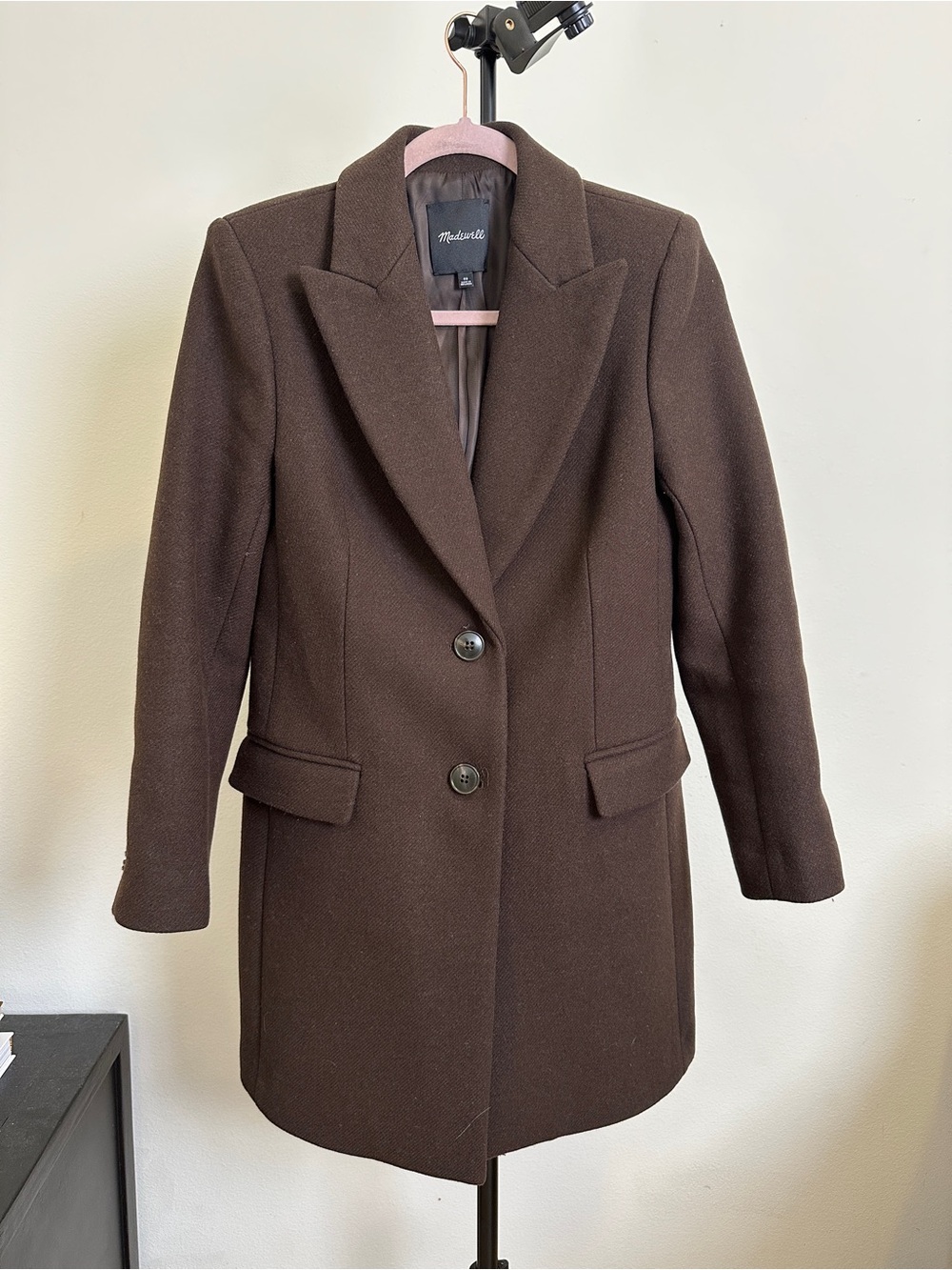 Madewell Women's Brown Wool-Blend Tailored Coat